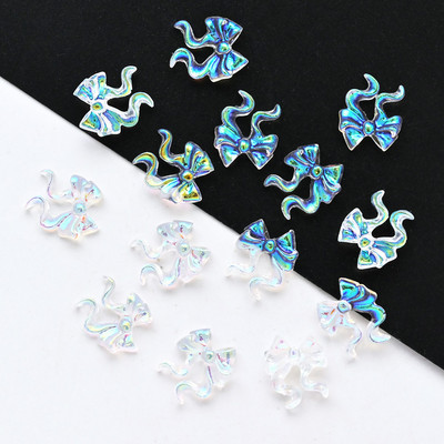 50db 3D Aurora Bowknot strassz művészeti ékszer műgyanta szalagok pillangó virágok minták holografikus manikűr kiegészítők #$4521