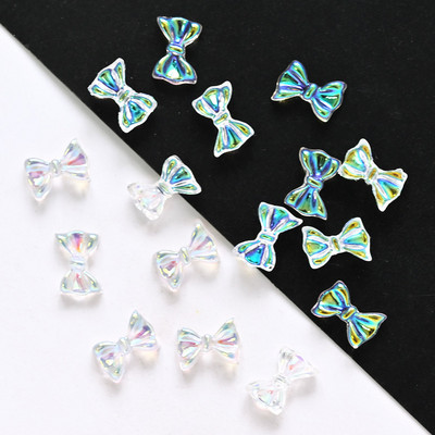 50db 3D Aurora Bowknot strassz művészeti ékszer műgyanta szalagok pillangó virágok minták holografikus manikűr kiegészítők #$4521