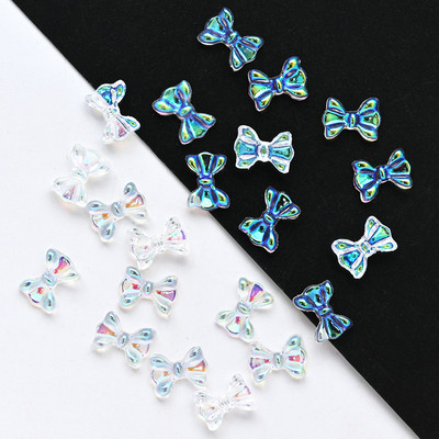 50db 3D Aurora Bowknot strassz művészeti ékszer műgyanta szalagok pillangó virágok minták holografikus manikűr kiegészítők #$4521