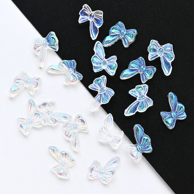 50db 3D Aurora Bowknot strassz művészeti ékszer műgyanta szalagok pillangó virágok minták holografikus manikűr kiegészítők #$4521