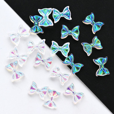 50db 3D Aurora Bowknot strassz művészeti ékszer műgyanta szalagok pillangó virágok minták holografikus manikűr kiegészítők #$4521