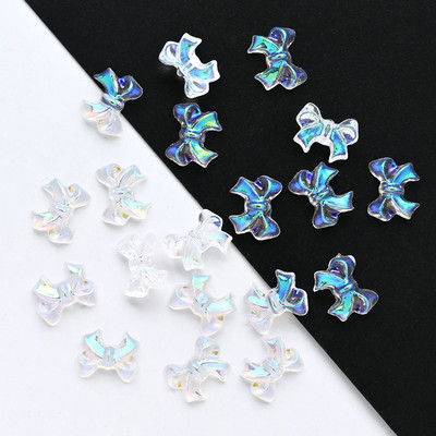 50db 3D Aurora Bowknot strassz művészeti ékszer műgyanta szalagok pillangó virágok minták holografikus manikűr kiegészítők #$4521