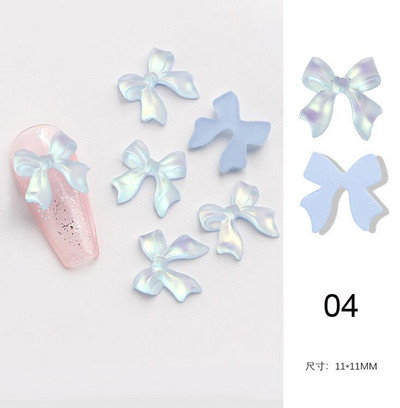 50db 3D Aurora Bowknot strassz művészeti ékszer műgyanta szalagok pillangó virágok minták holografikus manikűr kiegészítők #$4521