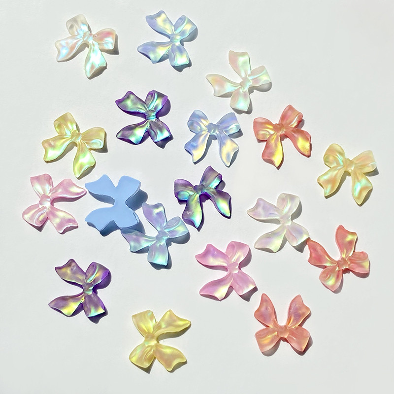 50db 3D Aurora Bowknot strassz művészeti ékszer műgyanta szalagok pillangó virágok minták holografikus manikűr kiegészítők #$4521