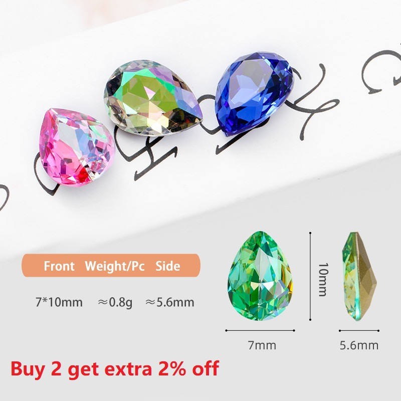 10 db 7x10 mm-es vízcsepp formájú Pixie kristály körömbűvek luxus manikűr arany strasszok körömművészethez drágakövek koreai köröm alkatrészek