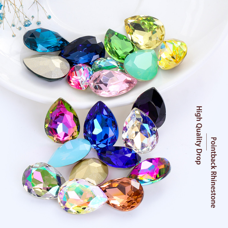 10 db 7x10 mm-es vízcsepp formájú Pixie kristály körömbűvek luxus manikűr arany strasszok körömművészethez drágakövek koreai köröm alkatrészek