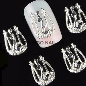 10db Arany Ezüst 3D Ötvözet Körömdíszítés Fém Köröm Ékszer Szépség Kiegészítők Japán Retro Manikűr Charms Hollow Új