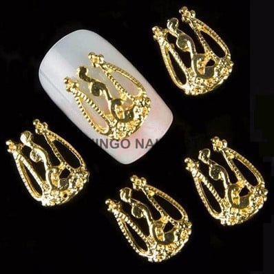 10db Arany Ezüst 3D Ötvözet Körömdíszítés Fém Köröm Ékszer Szépség Kiegészítők Japán Retro Manikűr Charms Hollow Új