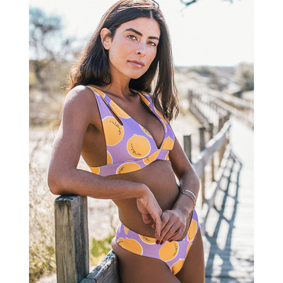 2022-es szexi brazil bikini fürdőruha, női kötőfék, Push Up bikini szett női fürdőruha citrommintás kötszer bikini fürdőruha XL