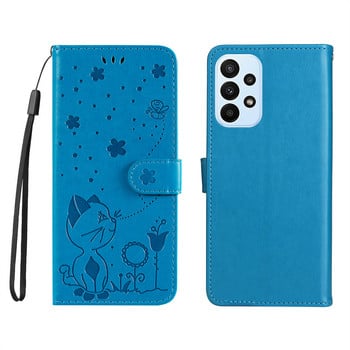 Калъф за телефон Cute Cat Wallet за Motorola Moto E20 E30 E40 G10 G20 G22 G31 G51 G71 G200 Edge 20 Lite S30 X30 5G Protect Capa D06F