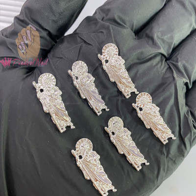 10db Luxus körömbűvek Hot Pink Bunny Gun Forma Csillogó Strassz DIY Ékszer Manikűr 3D Körömdíszítés Tippek Dekorációs Kiegészítő