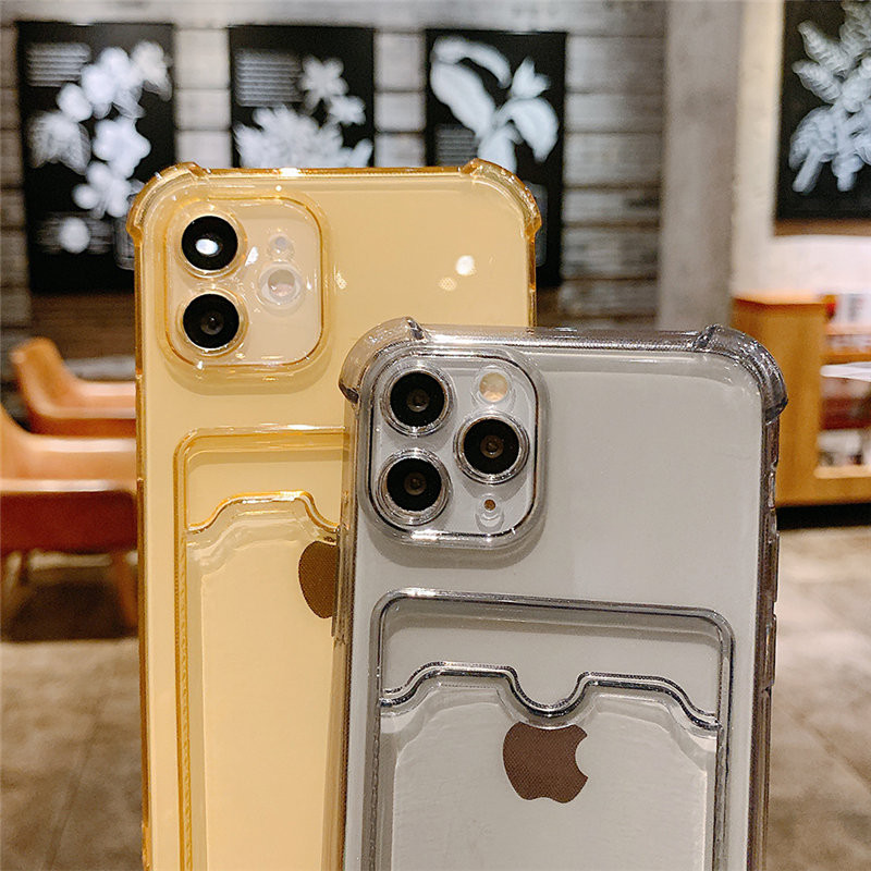 Držač torbe za karticu Prozirna telefonska torbica za iPhone 14 13 12 11 Pro Max XR X XS SE 2020 7 8 Plus Mekani TPU stražnji poklopac otporan na udarce