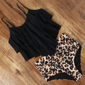 Plus Size 3XL Leopard Bikini 2022 Ψηλόμεση Μπικίνι Animal Print Floral Μαγιό Brazilian Ruffle Μαγιό Split Γυναικεία
