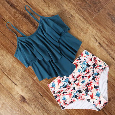 Plus Size 3XL Leopard Bikini 2022 Ψηλόμεση Μπικίνι Animal Print Floral Μαγιό Brazilian Ruffle Μαγιό Split Γυναικεία