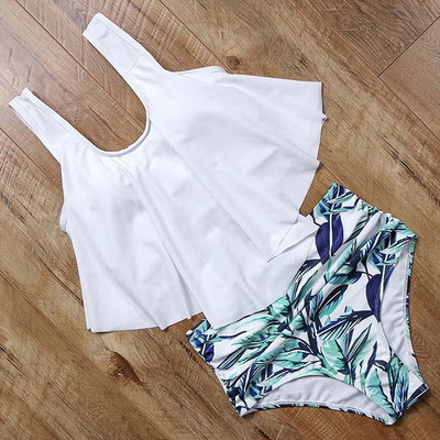 Plus Size 3XL Leopard Bikini 2022 Ψηλόμεση Μπικίνι Animal Print Floral Μαγιό Brazilian Ruffle Μαγιό Split Γυναικεία