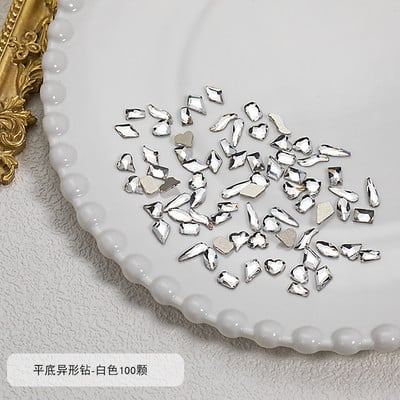 100 buc Cristal amestecat AB Nail Art Strass Flatback Rhin Sticla Pietre pentru unghii Pietre prețioase pentru unghii 3D Decorații de manichiură DIY