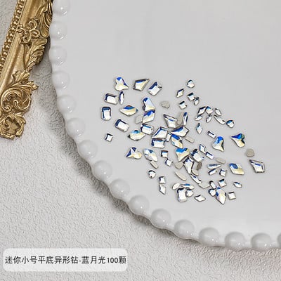 100 buc Cristal amestecat AB Nail Art Strass Flatback Rhin Sticla Pietre pentru unghii Pietre prețioase pentru unghii 3D Decorații de manichiură DIY