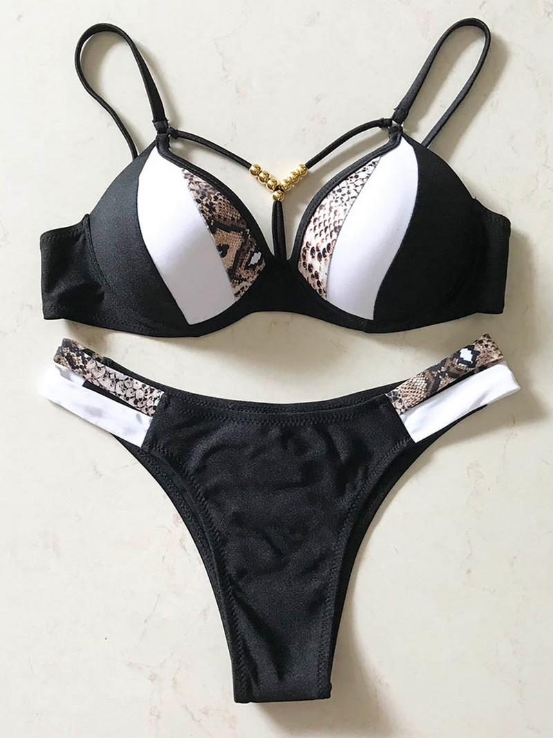 S - XL Splicing Bikini Push Up fürdőruha Női fürdőruha Női Kétrészes bikini szett melltartó kupa fürdőruha Swim Lady V2103