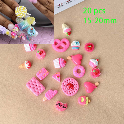 50kom/20kom/30kom Nail Art Charms Rhinestones Gumeni medo/bomboni Kawaii 3D Mix Crtani Nail Art Kawaii Donuts Ukrasi za nokte