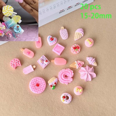 50kom/20kom/30kom Nail Art Charms Rhinestones Gumeni medo/bomboni Kawaii 3D Mix Crtani Nail Art Kawaii Donuts Ukrasi za nokte