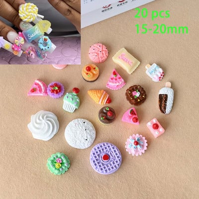 50kom/20kom/30kom Nail Art Charms Rhinestones Gumeni medo/bomboni Kawaii 3D Mix Crtani Nail Art Kawaii Donuts Ukrasi za nokte