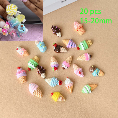 50kom/20kom/30kom Nail Art Charms Rhinestones Gumeni medo/bomboni Kawaii 3D Mix Crtani Nail Art Kawaii Donuts Ukrasi za nokte