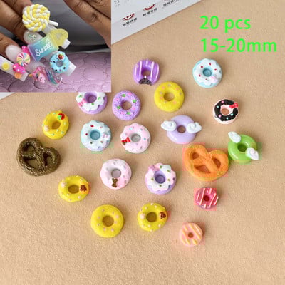 50kom/20kom/30kom Nail Art Charms Rhinestones Gumeni medo/bomboni Kawaii 3D Mix Crtani Nail Art Kawaii Donuts Ukrasi za nokte