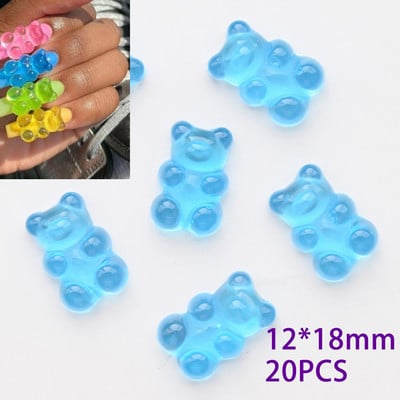 50kom/20kom/30kom Nail Art Charms Rhinestones Gumeni medo/bomboni Kawaii 3D Mix Crtani Nail Art Kawaii Donuts Ukrasi za nokte