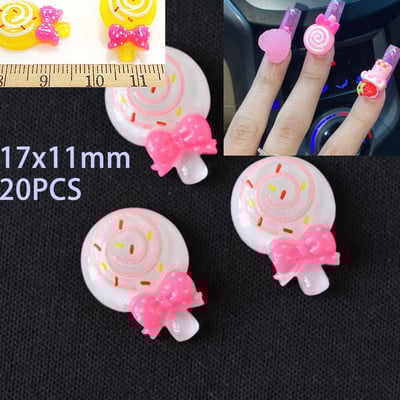 50kom/20kom/30kom Nail Art Charms Rhinestones Gumeni medo/bomboni Kawaii 3D Mix Crtani Nail Art Kawaii Donuts Ukrasi za nokte