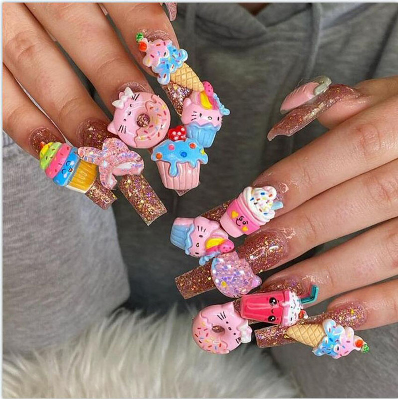 50kom/20kom/30kom Nail Art Charms Rhinestones Gumeni medo/bomboni Kawaii 3D Mix Crtani Nail Art Kawaii Donuts Ukrasi za nokte