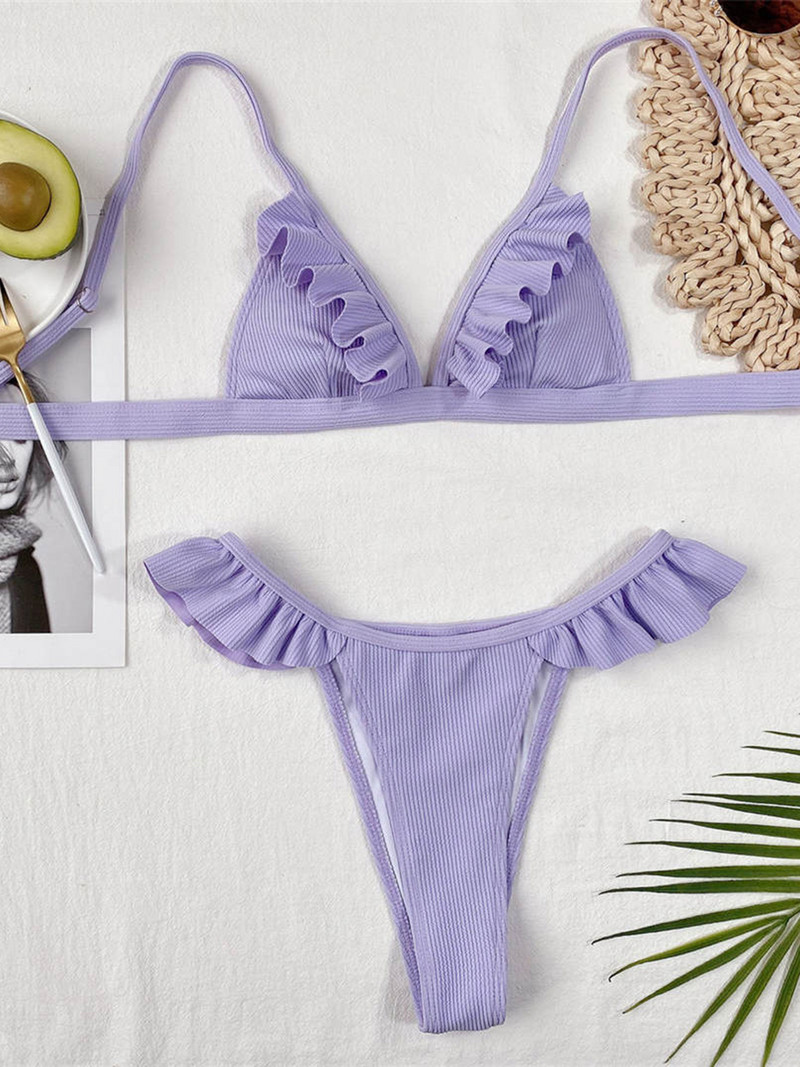 Seksi nabrani ljubičasti bikini Ženski kupaći kostim Ženski kupaći kostim Dvodijelni bikini set Podstavljeni kupaći kostim Swim Lady V2763