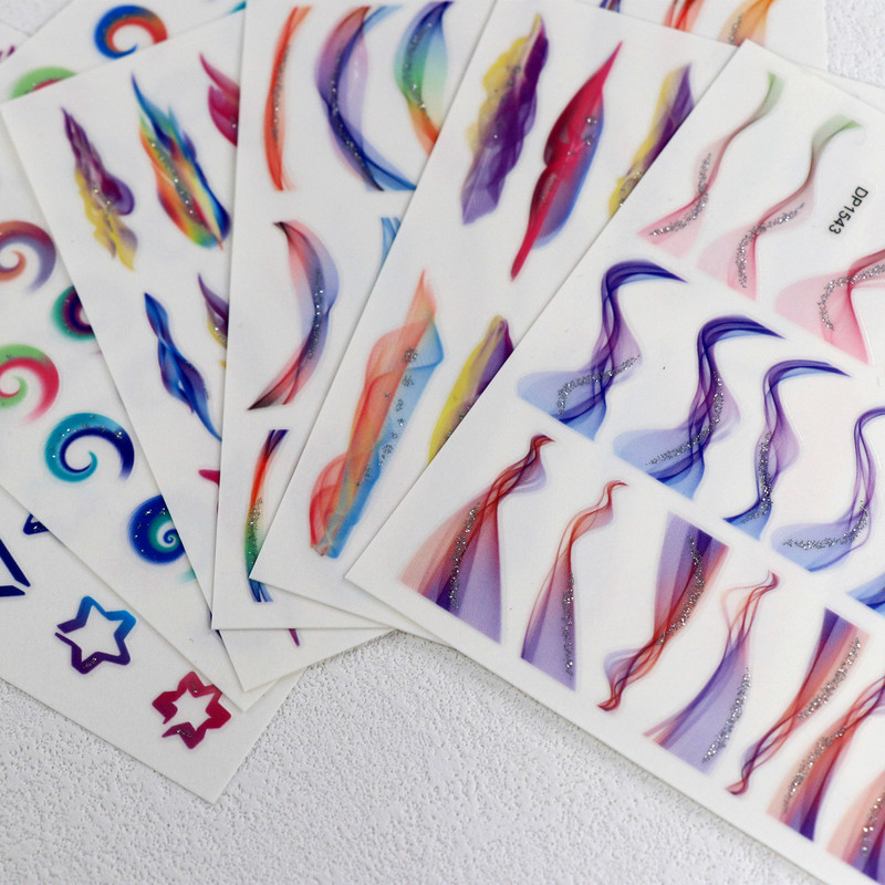 Neo Smoke: Glitter Adorn Wave Mist Naljepnice za dekoracije noktiju Neon Rainbow Vortex Cloud UltraThin samoljepljivi dodatak u obliku štapića 3D