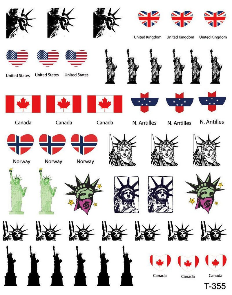 Lankstus: 6 vnt. Swaggy Dollar Moneta Nagų lipdukas Animacinis filmas JAV Laisvės statulos dizainas Pirštų galiukai Lipdukai Lipdukai nagų geliai