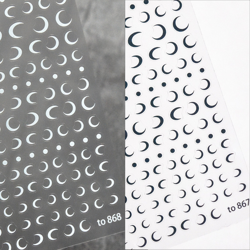 Poravnani mjesec: Tomoni ultra-tanke naljepnice Ukrasi za nokte Oblik polumjeseca Dotting Dizajn Ljepljiva naljepnica DIY Chic Sticky-s