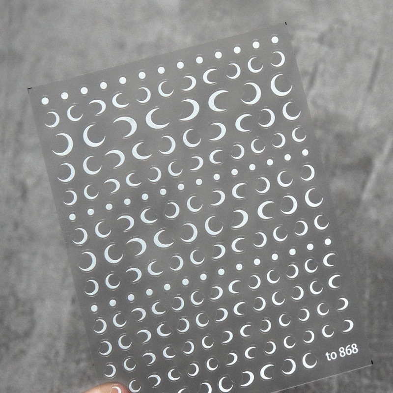 Poravnani mjesec: Tomoni ultra-tanke naljepnice Ukrasi za nokte Oblik polumjeseca Dotting Dizajn Ljepljiva naljepnica DIY Chic Sticky-s