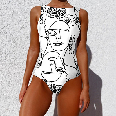 Nyomtatás Egyrészes fürdőruha Új Push Up fürdőruha Női Vintage Retro fürdőruhák Body Strand viselet Hát nélküli Monokini