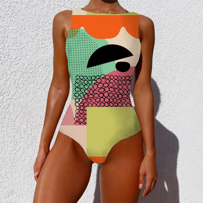 Nyomtatás Egyrészes fürdőruha Új Push Up fürdőruha Női Vintage Retro fürdőruhák Body Strand viselet Hát nélküli Monokini