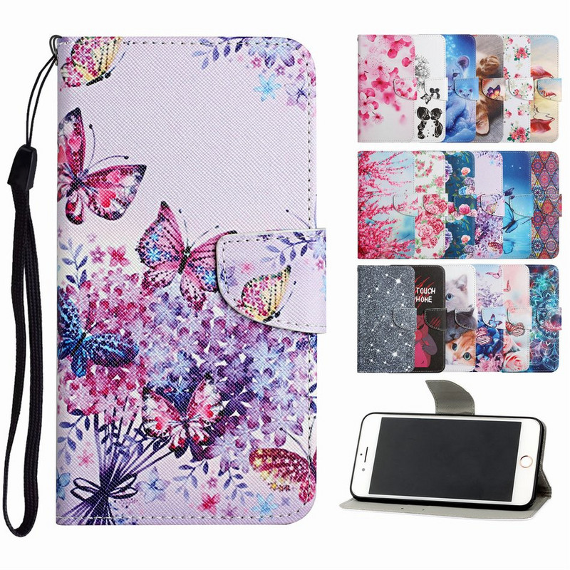 Cat Flower Fashion telefoniümbris LG G9 Velvet K92 K62 K61 K52 K51 K51S K42 K41S K31 K22 G900 Aristo 5 Butterfly raamatukaanele D20F