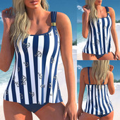 Ženski kupaći kostim s cvijetom i bikinijem Fantastičan ženski prugasti kupaći kostim Kupaći kostim Kupaći kostim za plažu Dvodijelni cvjetni kostim S-6XL