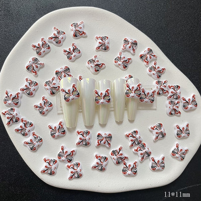 100 DB japán róka maszk gyanta köröm varázsa Naughty Foxy Cat Half Cos díszek lapos dekorok manikűr díszíti körmöket 10*11mm