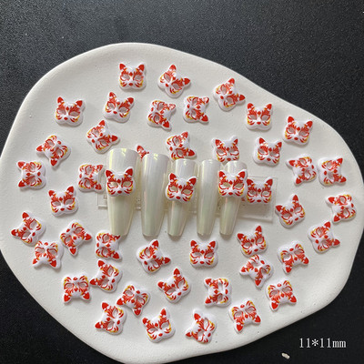 100 DB japán róka maszk gyanta köröm varázsa Naughty Foxy Cat Half Cos díszek lapos dekorok manikűr díszíti körmöket 10*11mm