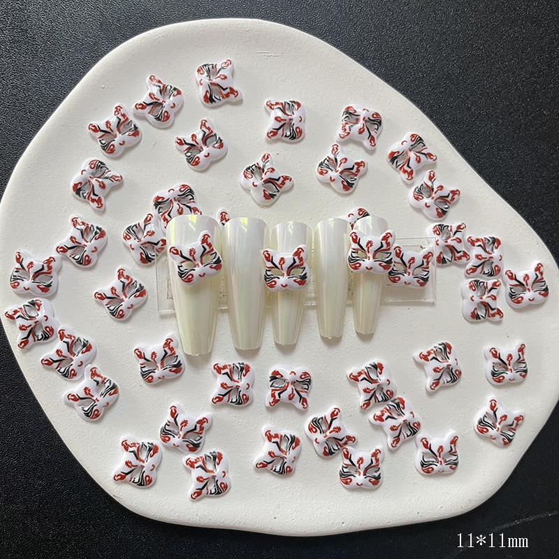 100 DB japán róka maszk gyanta köröm varázsa Naughty Foxy Cat Half Cos díszek lapos dekorok manikűr díszíti körmöket 10*11mm