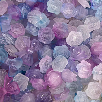 Мечтата на Алиса: 30 г микс от розови ленти за нокти Декорации за нокти Прозрачен бял розов пери лилав Талисмани от смола Големи цветчета Акрилни аксесоари за пръсти