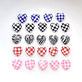 20 komada ružičaste šahovnice za nokte u obliku srca, kamenčići, plavi vodeni trodimenzionalni promjer s ravnim leđima, ukrasi od smole za nokte, kamenčići