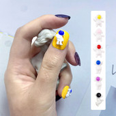 20 Ples u svemiru: Kawaii Spaceman Šarm Lijepi bijeli astronautski prst Uljepšajte plavo neonsko žuto 3D umjetnički dizajn dodaci za nokte