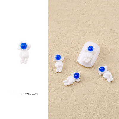 20 Ples u svemiru: Kawaii Spaceman Šarm Lijepi bijeli astronautski prst Uljepšajte plavo neonsko žuto 3D umjetnički dizajn dodaci za nokte