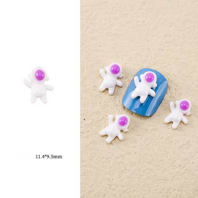 20 Ples u svemiru: Kawaii Spaceman Šarm Lijepi bijeli astronautski prst Uljepšajte plavo neonsko žuto 3D umjetnički dizajn dodaci za nokte