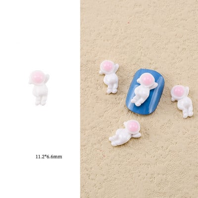 20 Ples u svemiru: Kawaii Spaceman Šarm Lijepi bijeli astronautski prst Uljepšajte plavo neonsko žuto 3D umjetnički dizajn dodaci za nokte