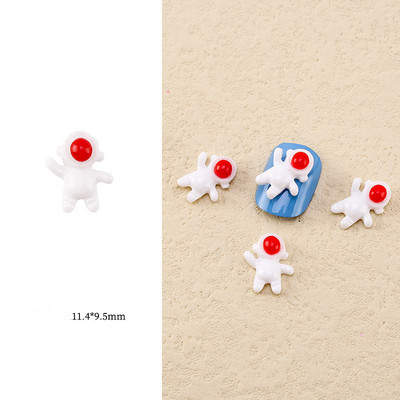 20 Ples u svemiru: Kawaii Spaceman Šarm Lijepi bijeli astronautski prst Uljepšajte plavo neonsko žuto 3D umjetnički dizajn dodaci za nokte