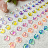 10*10mm Nail Adorn Aqua Transparent Shell Decorations Marine Sea Aurora Shell Embellish Manicure Glittering Tool Ornaments 20pc